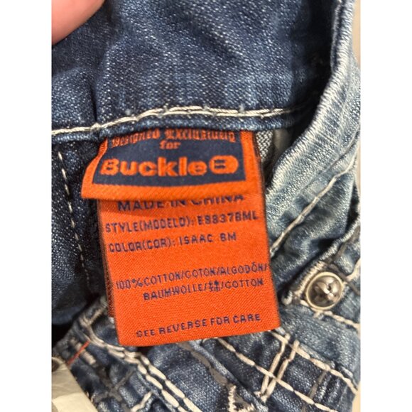 ROCK REVIVAL for BUCKLE RARE DISTRESSED ISAAC SLIM BOOT DENIM JEANS SIZE 31 - Picture 12 of 12